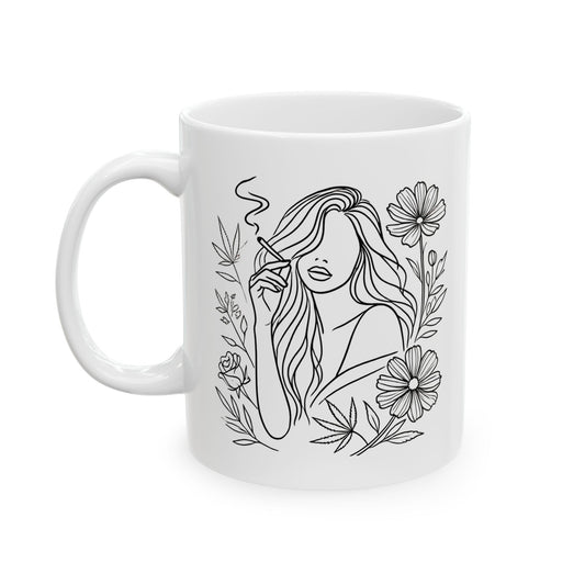 Smoke & Bloom Ceramic Mug, (11oz)
