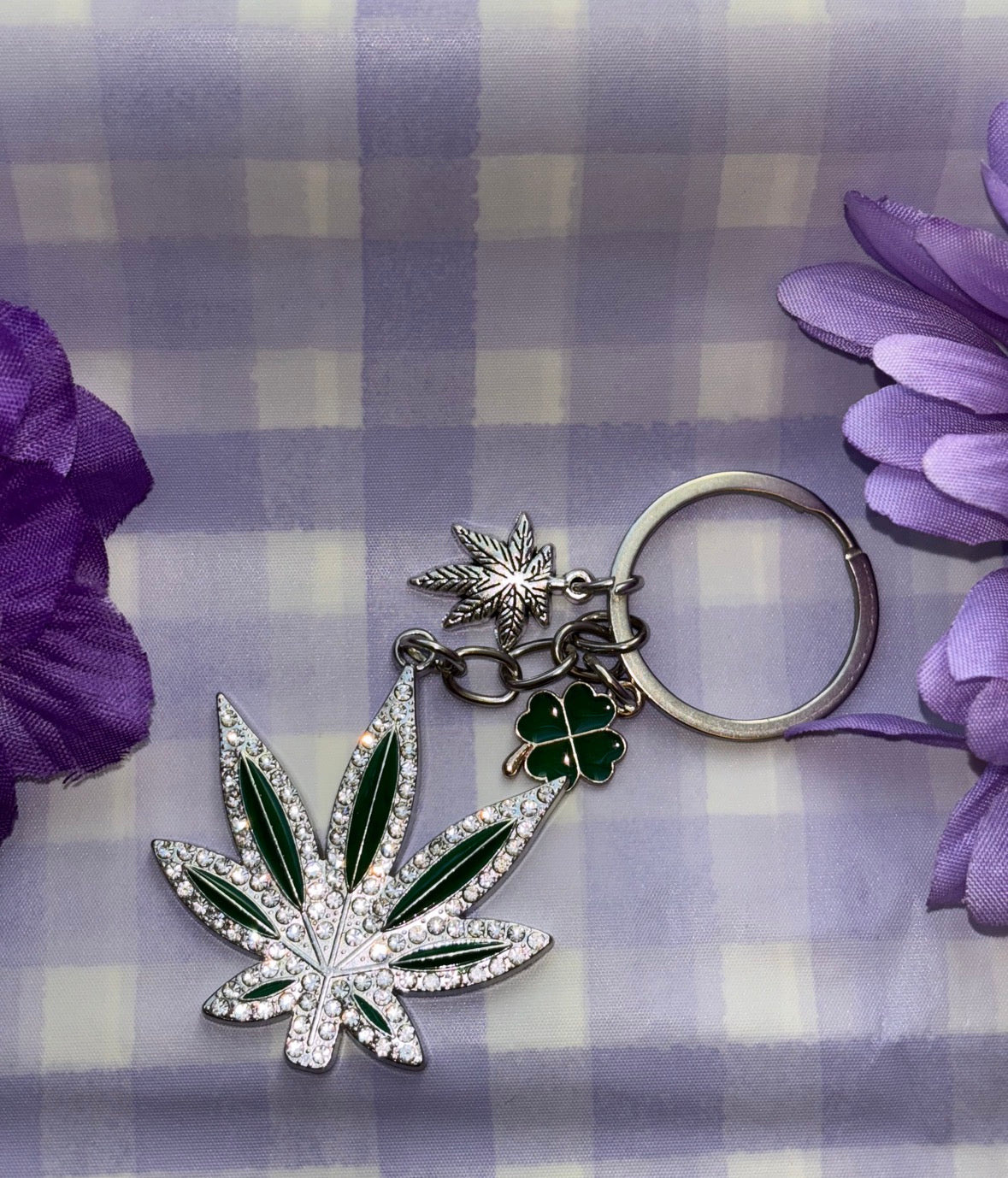 Silver Lucky Leaf Keychain