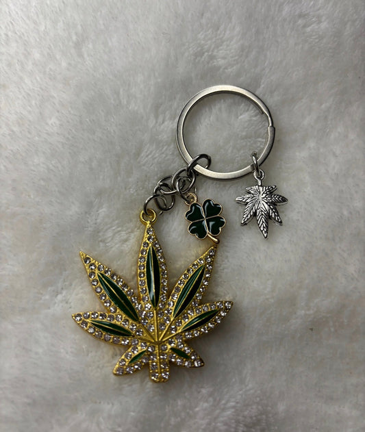 Gold Lucky Leaf Keychain