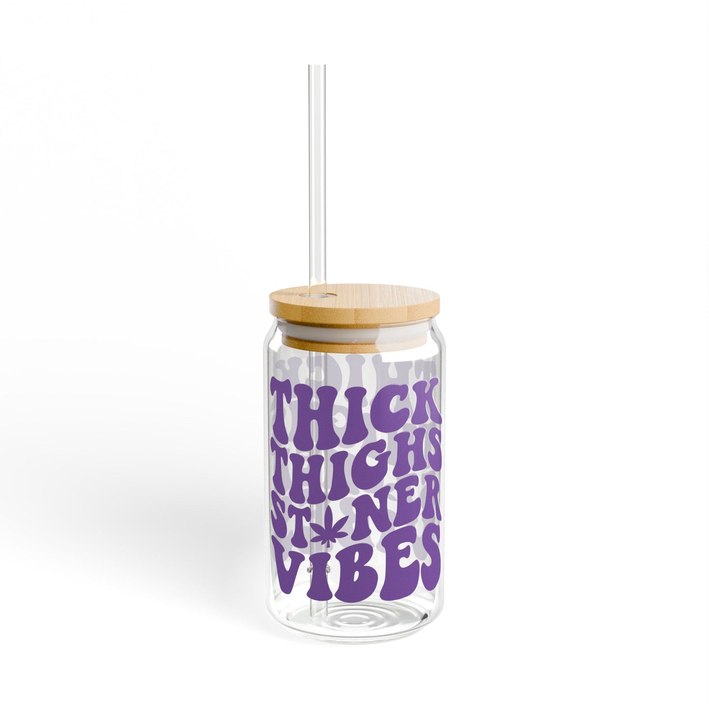 Purple Thick Thighs Stoner Vibes – 16oz Glass Cup