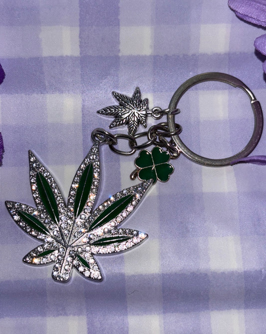 Silver Lucky Leaf Keychain