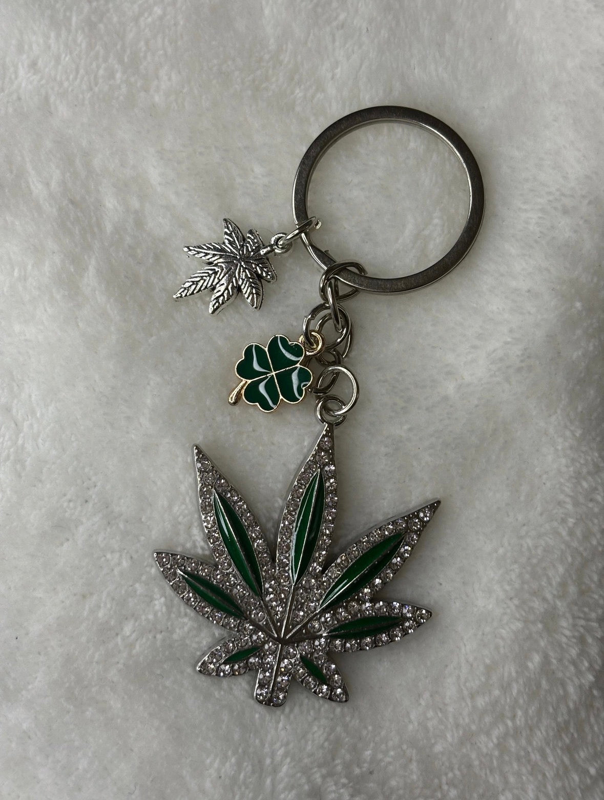 Silver Lucky Leaf Keychain
