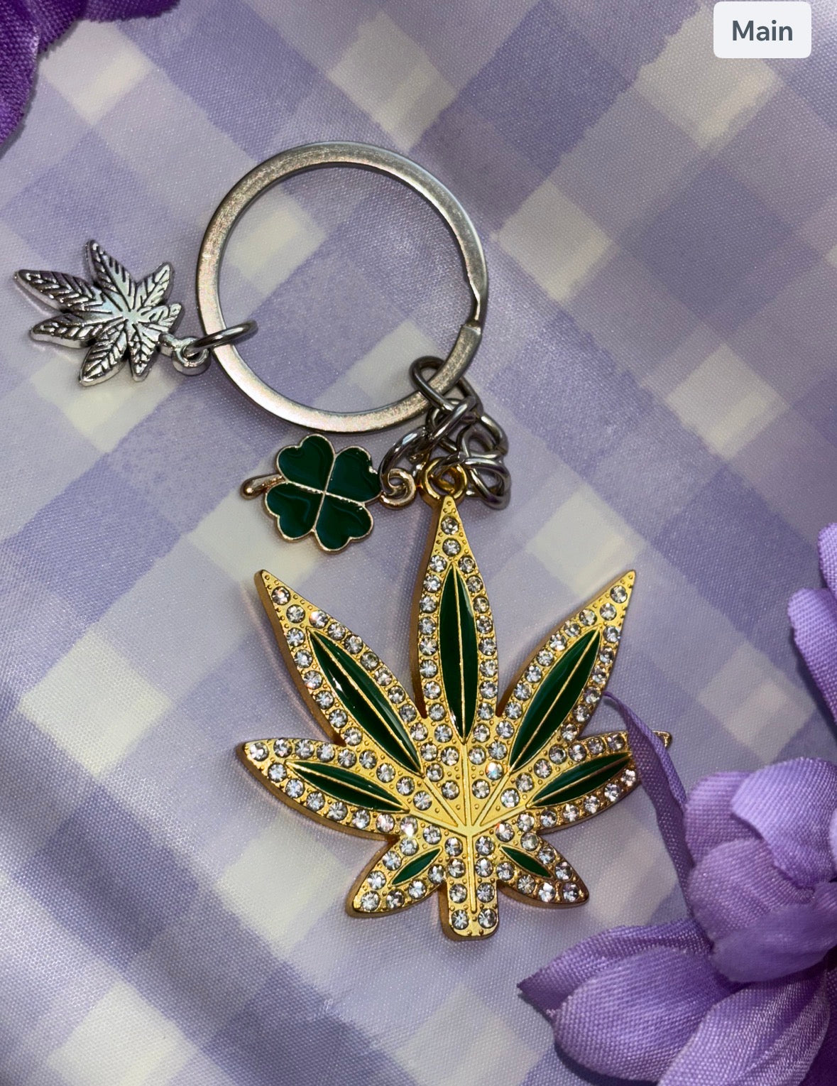 Gold Lucky Leaf Keychain