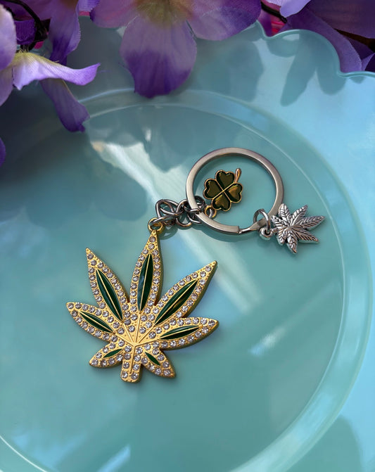 Gold Lucky Leaf Keychain